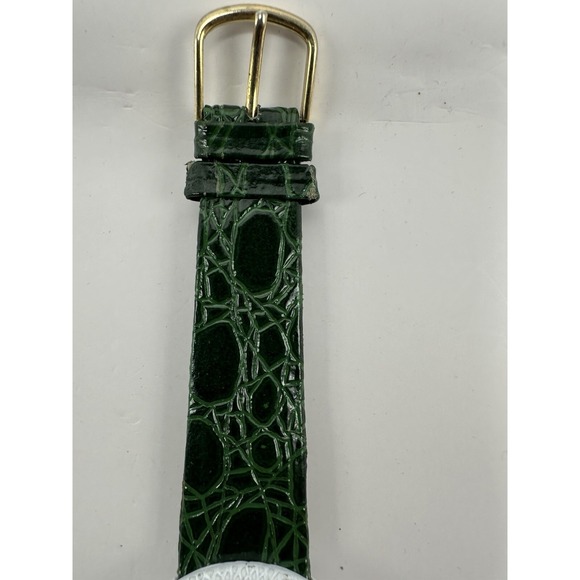 Pearl‎ Christmas Tree Ladies Watch New Battery 36MM 7" Green Leather Band C16 - Picture 6 of 12